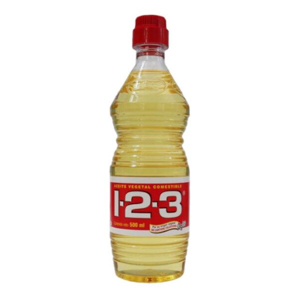 Aceite 1-2-3 Cocinar 500 mL 123 Vegetable Cooking Oil 1/2 Liter